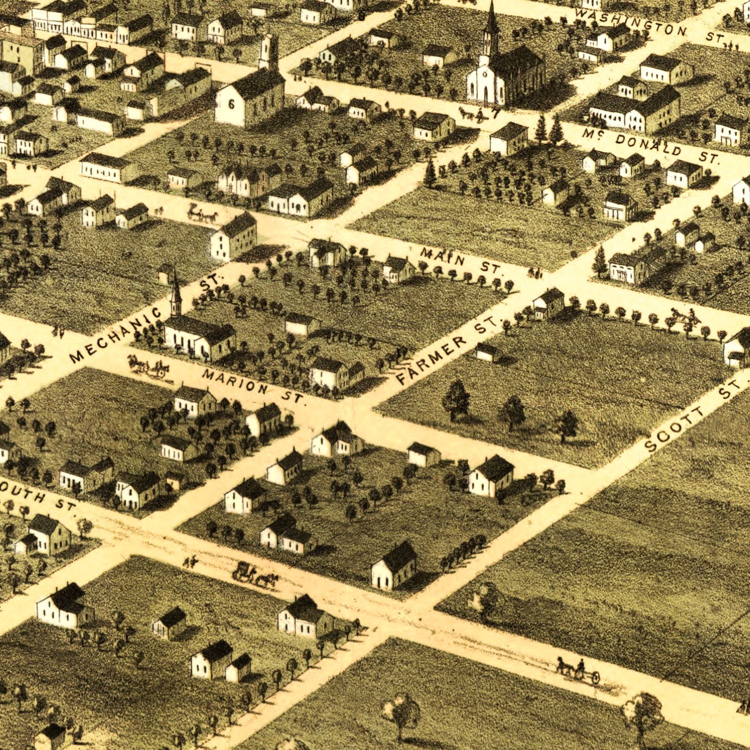 Vintage Map of Newton, Iowa 1868