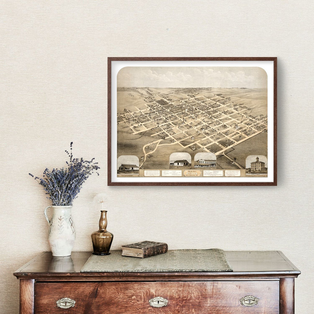 Vintage Map of Pella, Iowa 1869