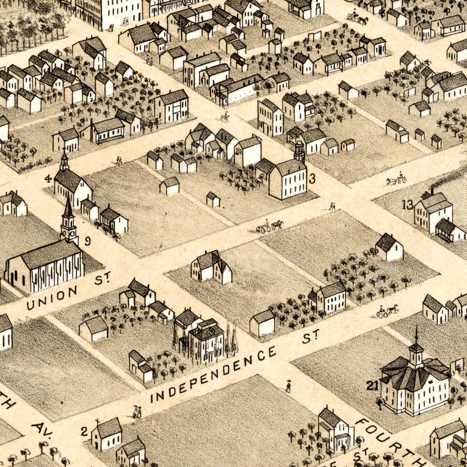 Vintage Map of Pella, Iowa 1869