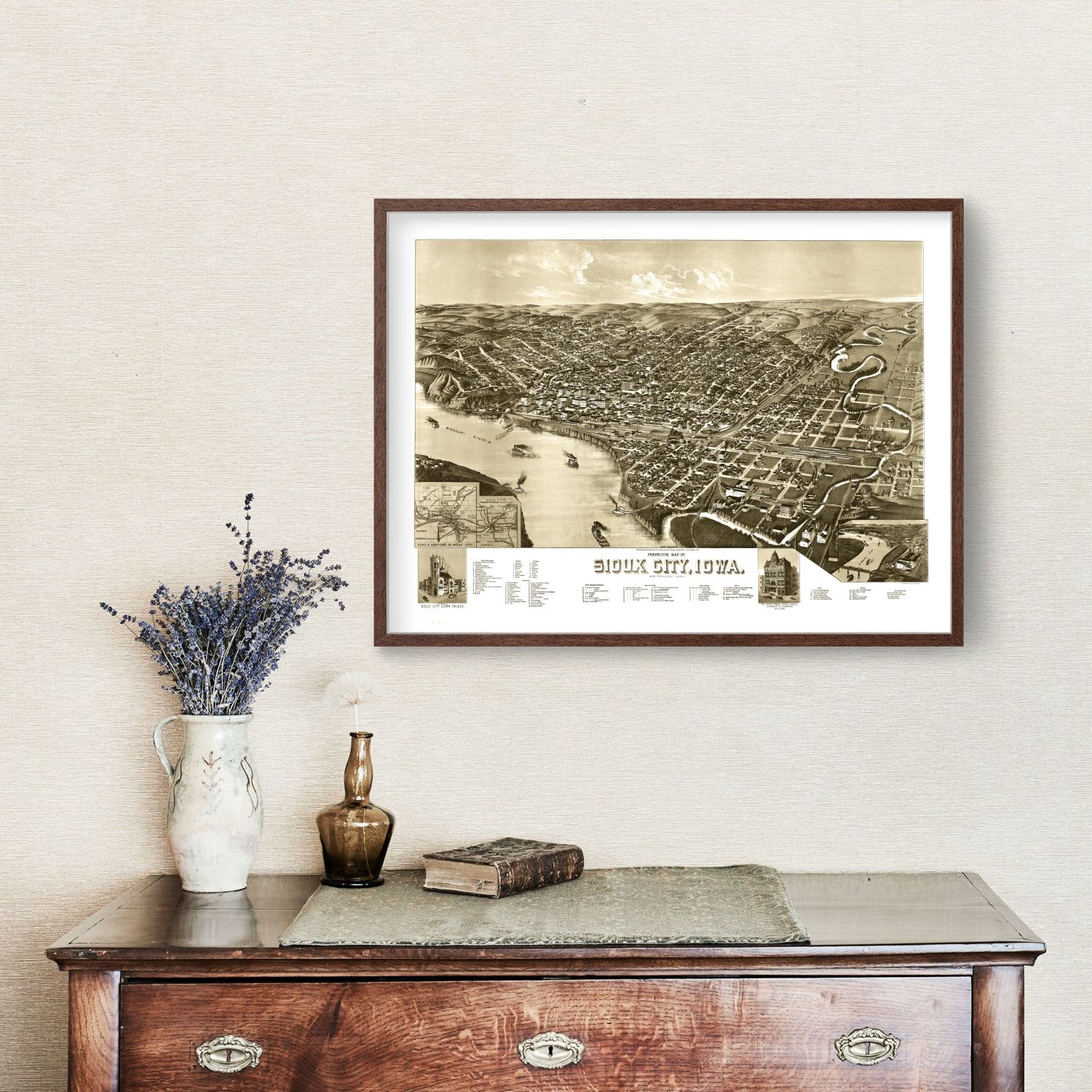 Vintage Map of Sioux City, Iowa 1888