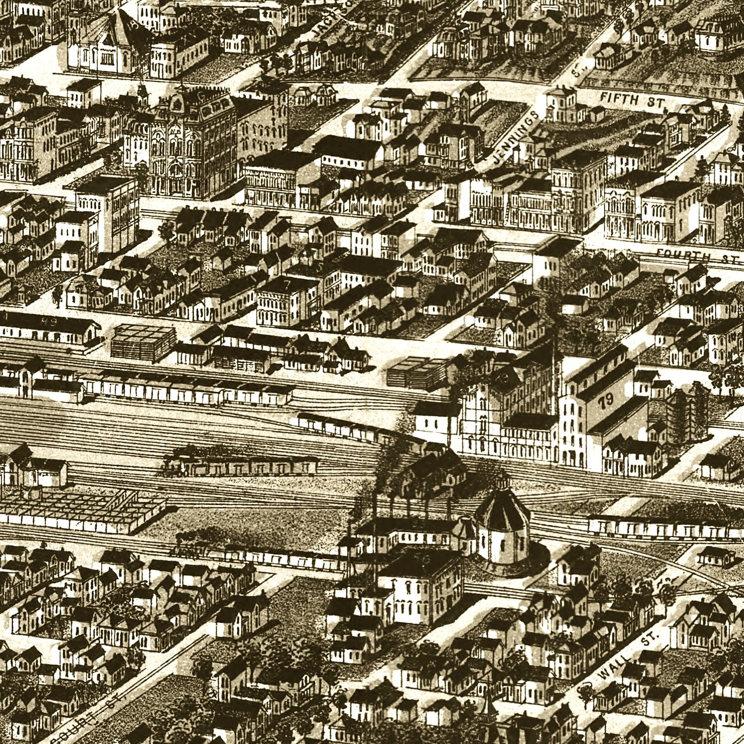 Vintage Map of Sioux City, Iowa 1888