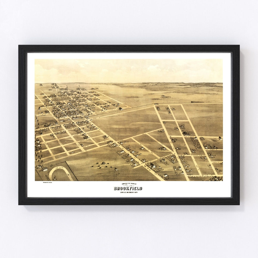 Vintage Map of Brookfield, Missouri 1869