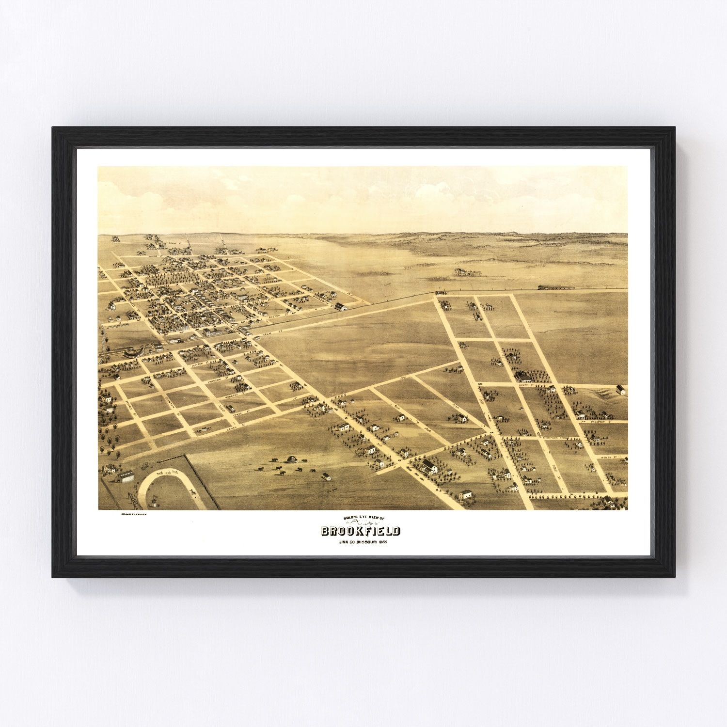 Vintage Map of Brookfield, Missouri 1869