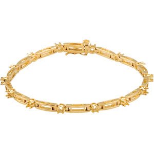 18K Yellow Gold 2.4 mm Round 14-Stone Line 7 1/4" Bracelet Mounting