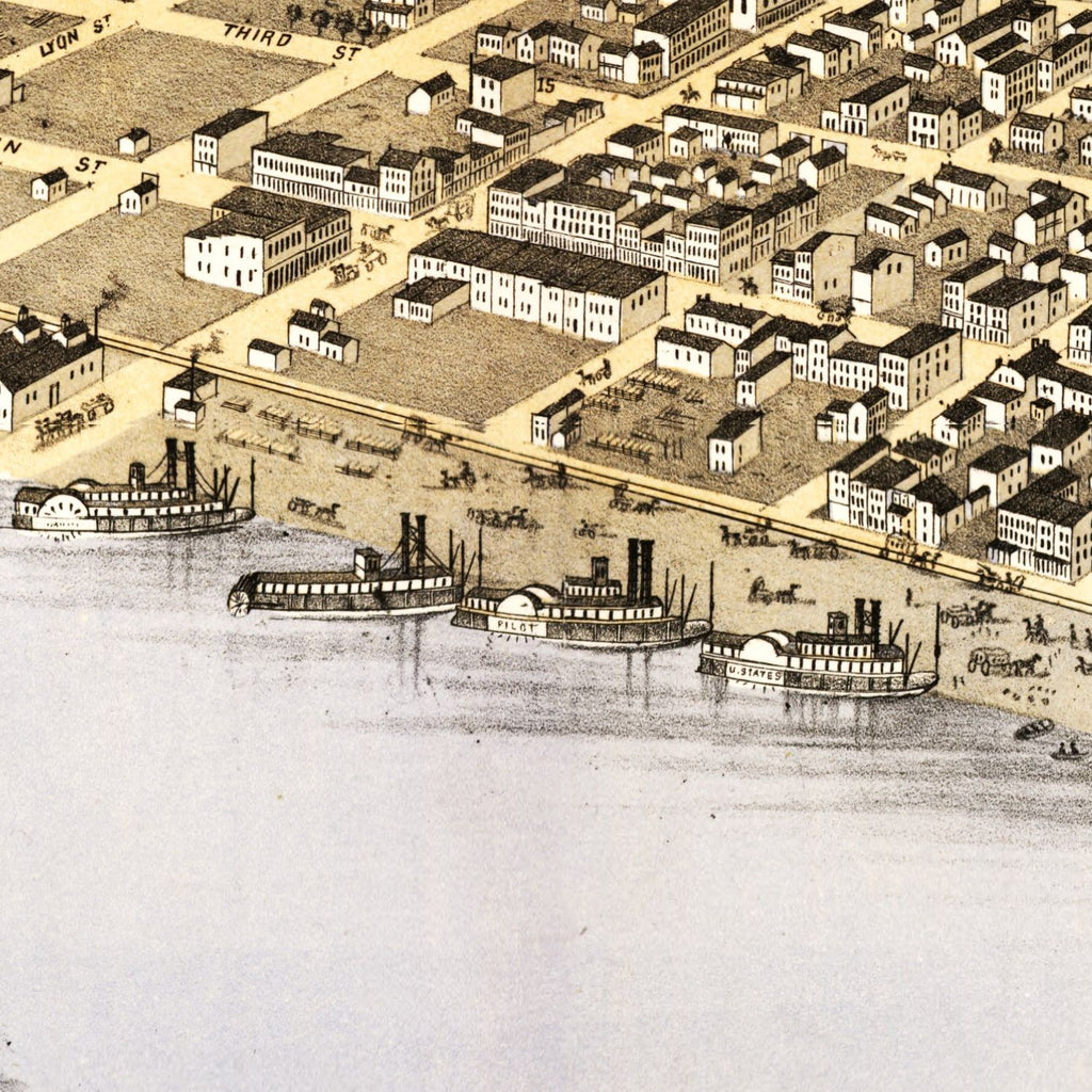 Vintage Map of Hannibal, Missouri 1869