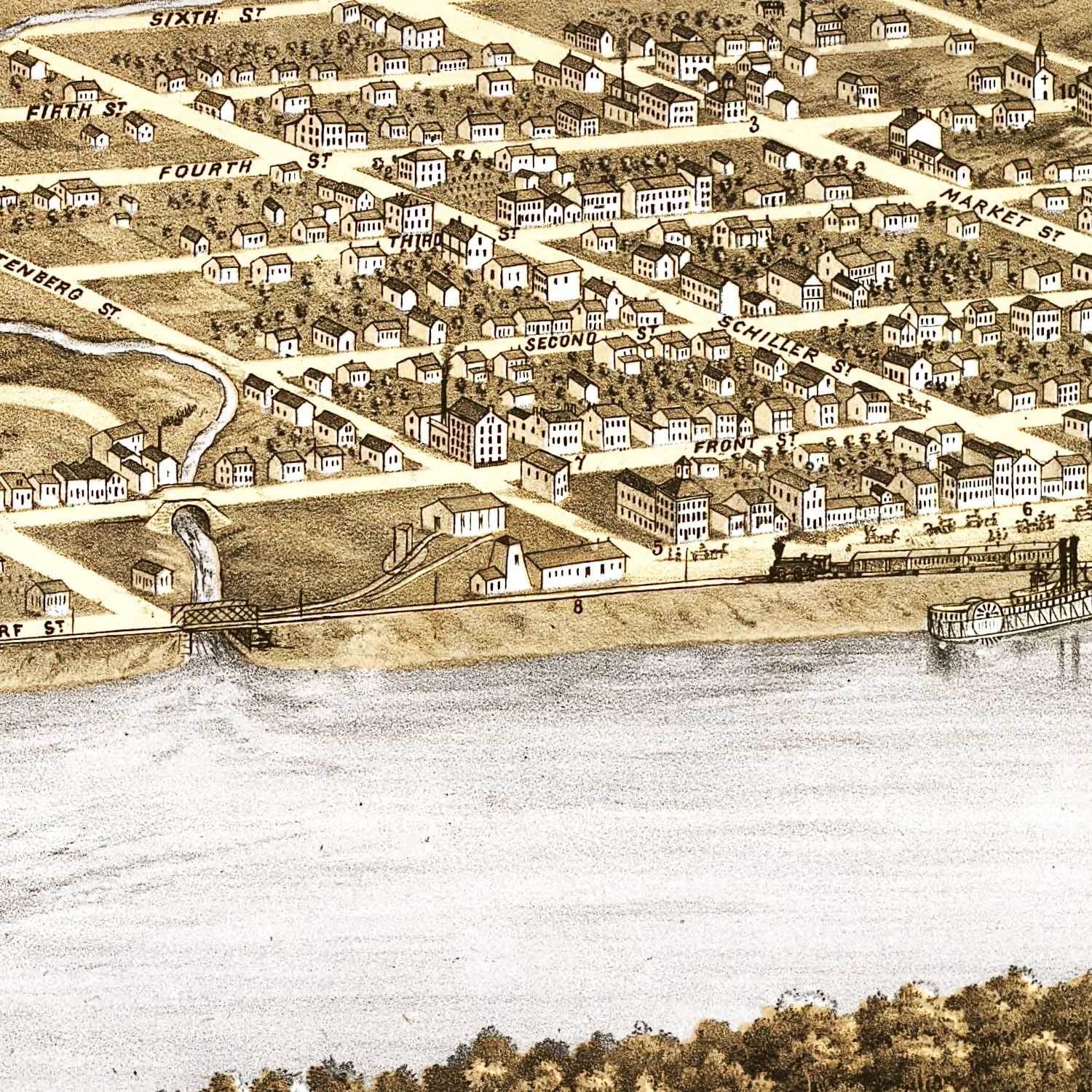 Vintage Map of Hermann, Missouri 1869