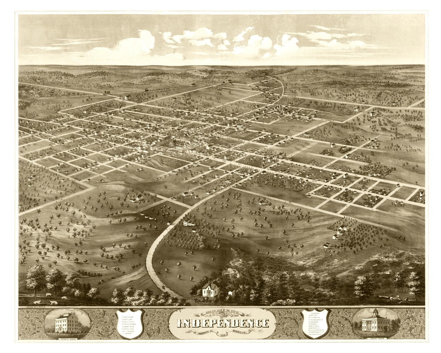 Vintage Map of Independence, Mississippi 1868