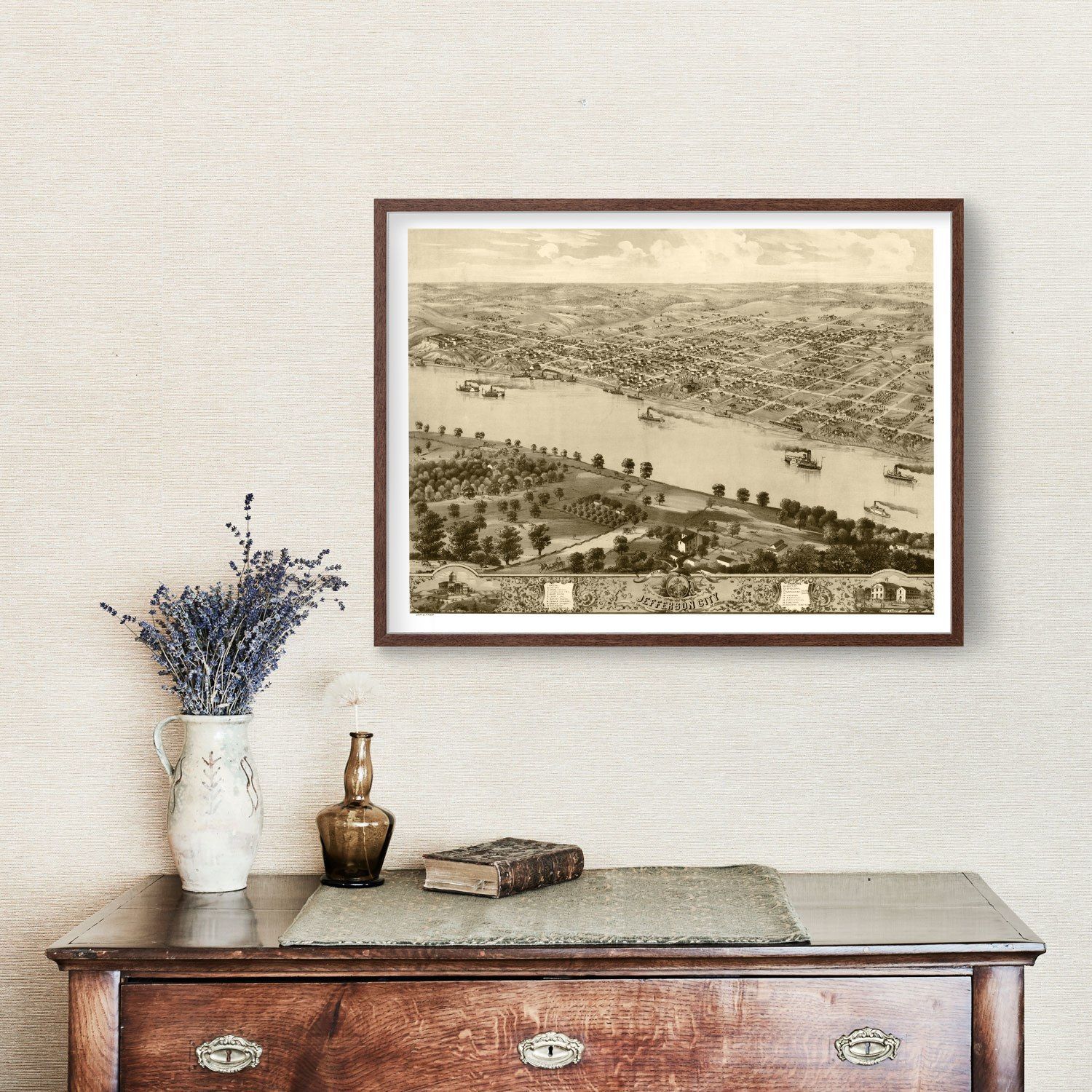 Vintage Map of Jefferson City, Missouri 1869