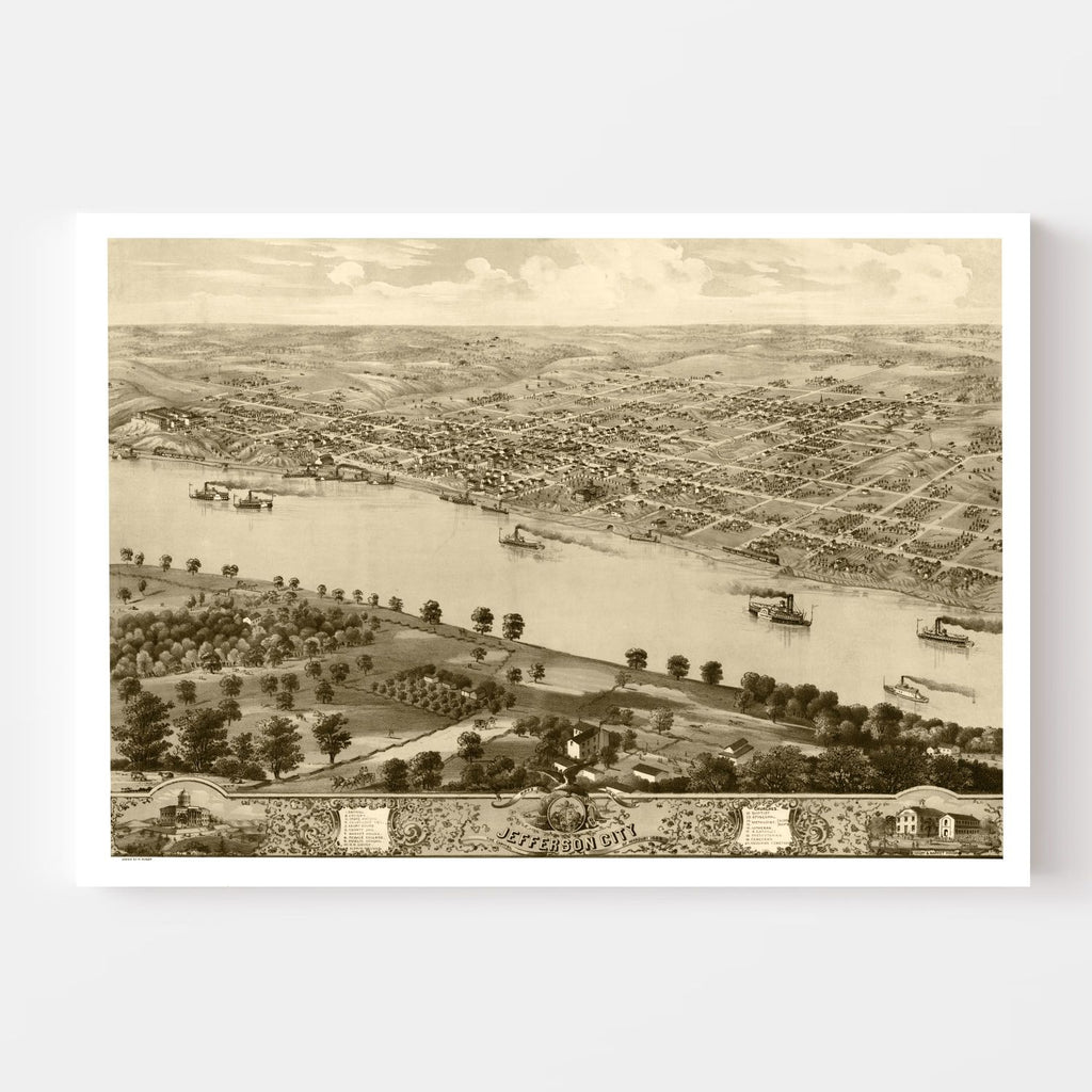 Vintage Map of Jefferson City, Missouri 1869