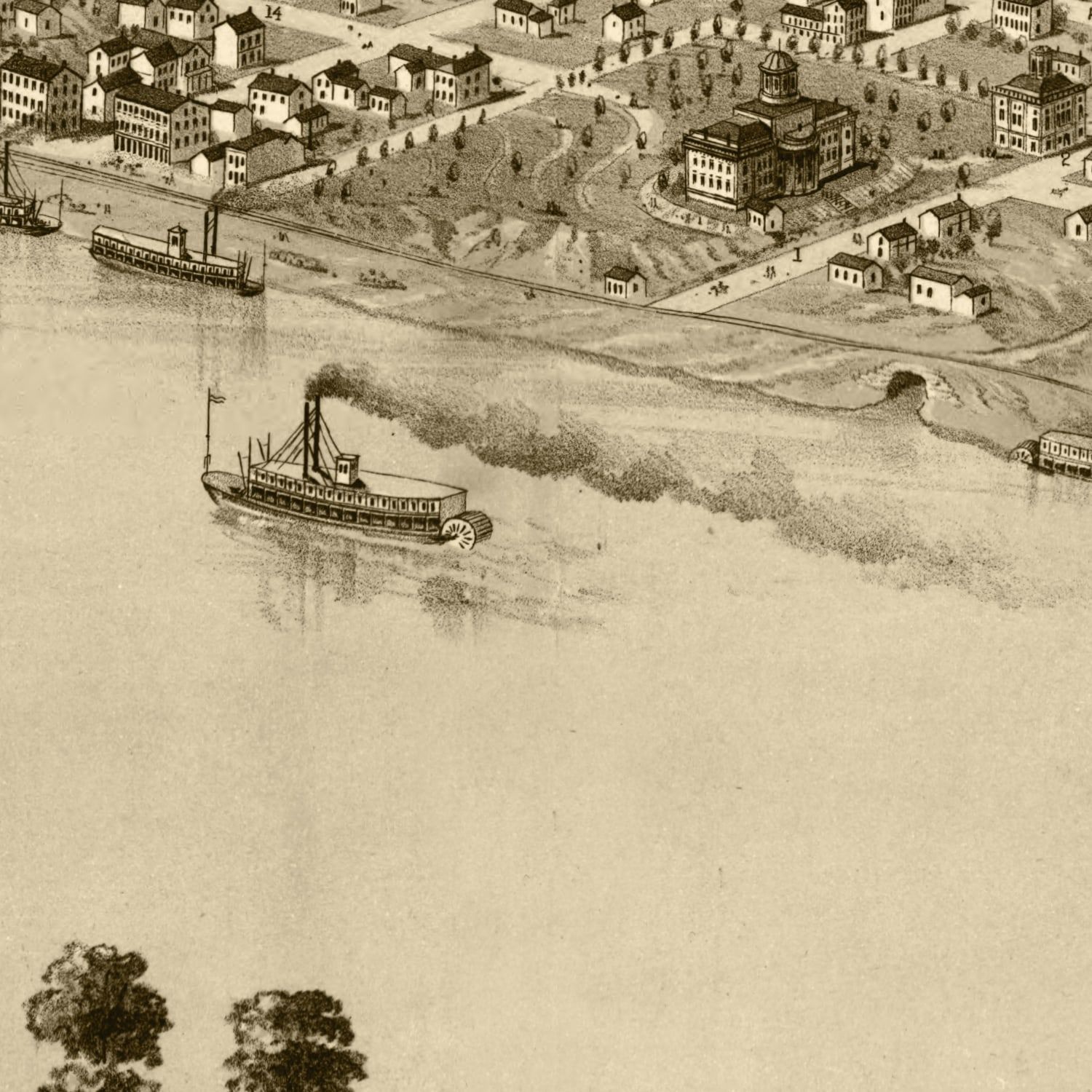 Vintage Map of Jefferson City, Missouri 1869