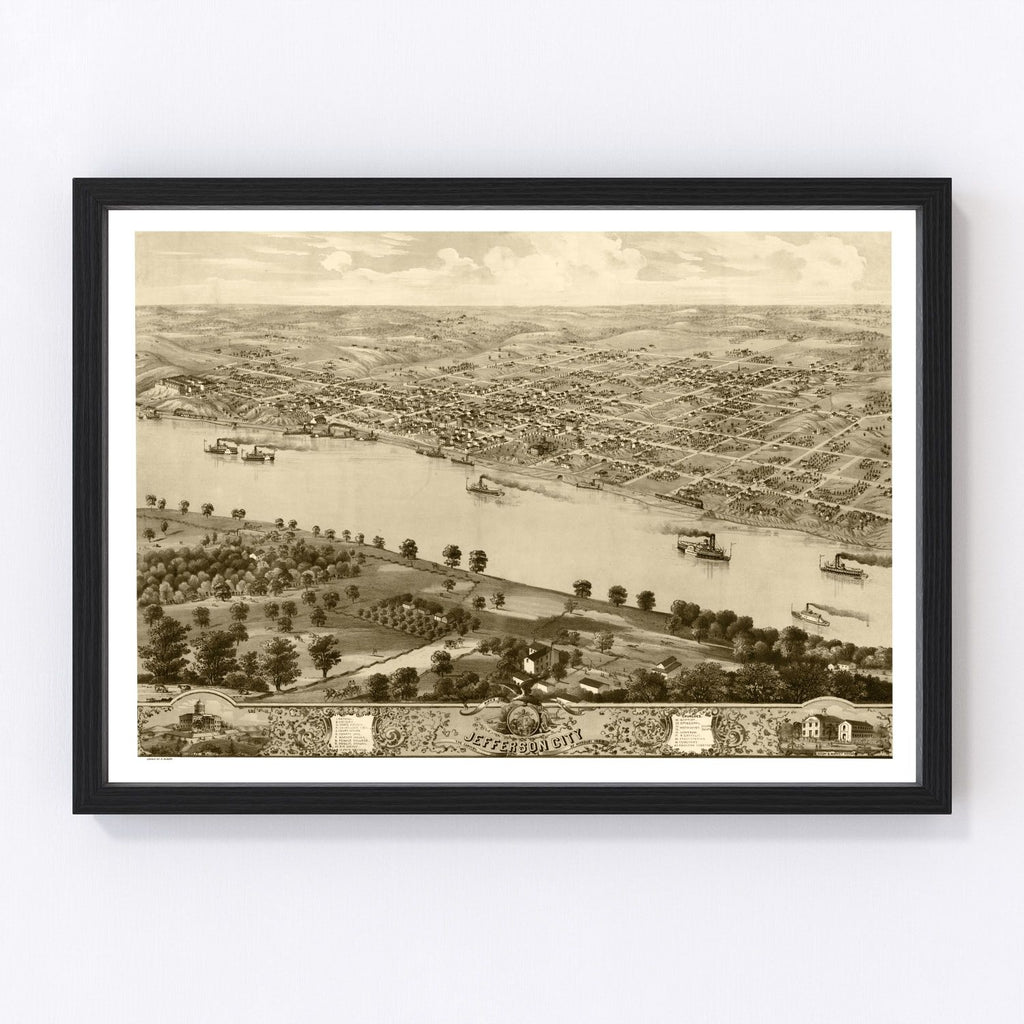Vintage Map of Jefferson City, Missouri 1869