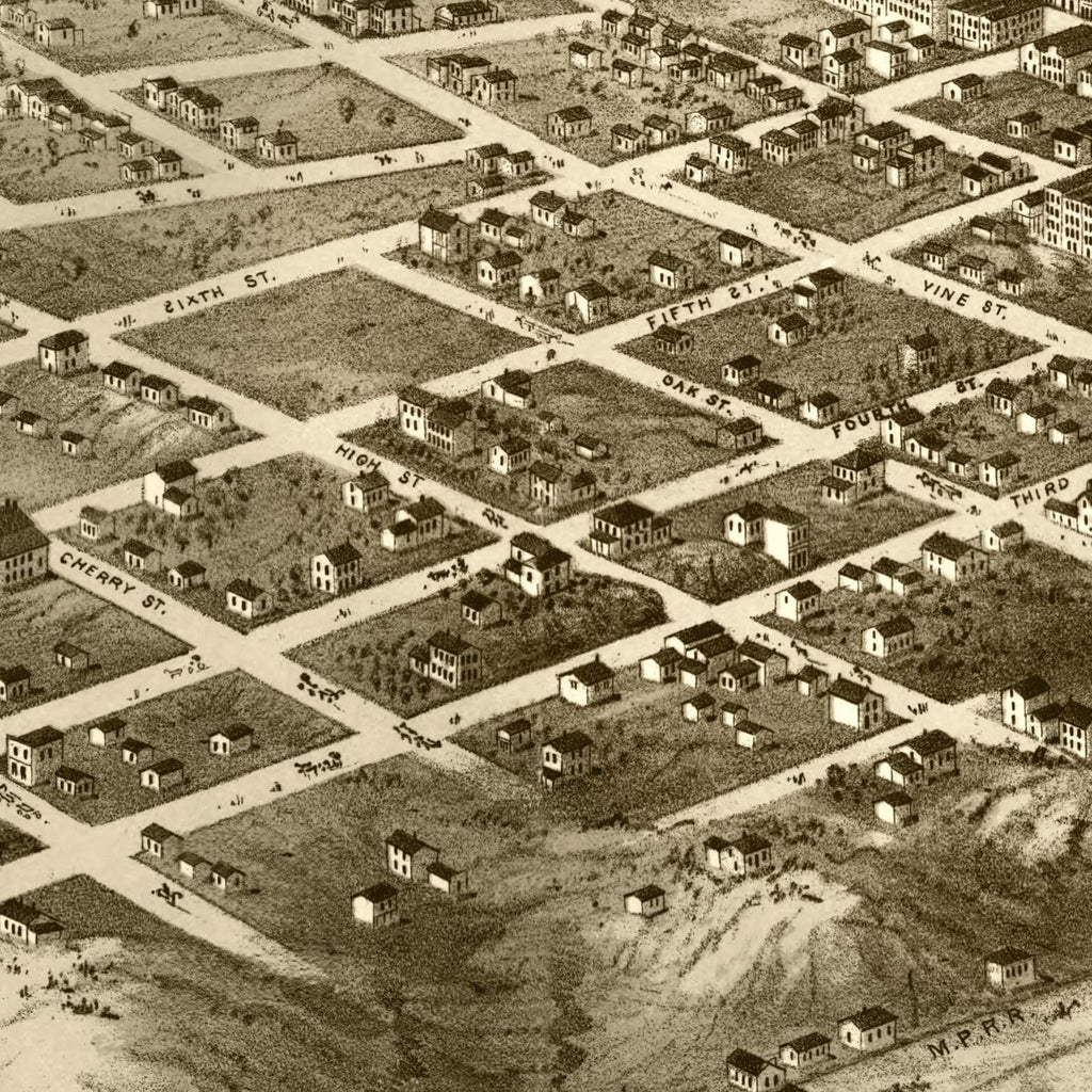 Vintage Map of Kansas City, Missouri 1869