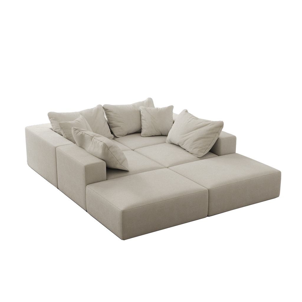 Oversized sponge cloud sofa,Modern Upholstered Sectional Sofa Couch Set,Modular 162' L Shaped Sectional Living Room Sofa Set With 6 Pillows,Free Combination Sofa Couch for Living Room,Bedroom