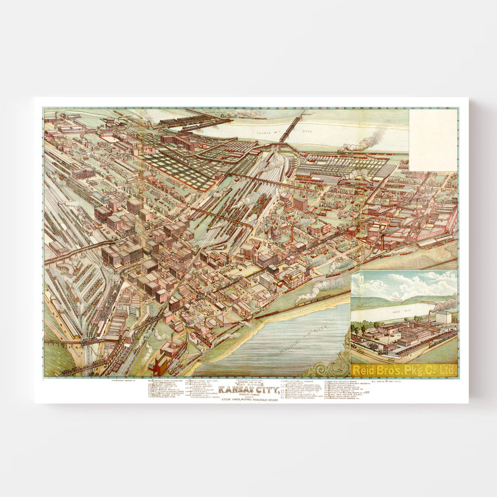 Vintage Map of Kansas City, Missouri 1895