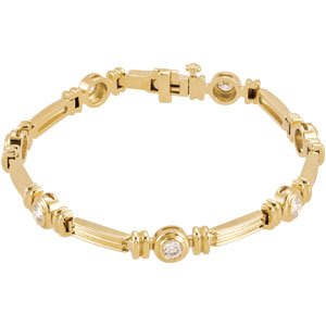 14K Yellow Gold 1 CTW Natural Diamond Line 7" Bracelet