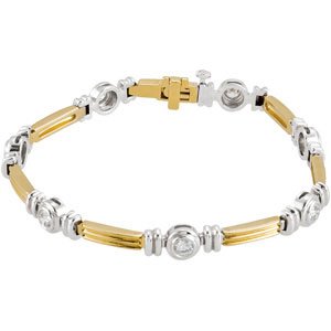 14K Yellow/White Gold 1 CTW Natural Diamond Line 7" Bracelet