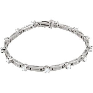 14K White Gold 3/4 CTW Natural Diamond Line 7 1/4" Bracelet