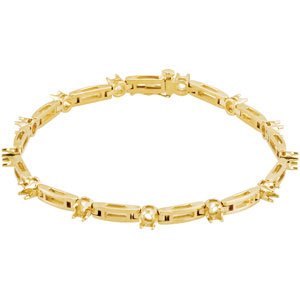14K Yellow Gold 3.1 mm Round 13-Stone Line 7 1/2" Bracelet Mounting