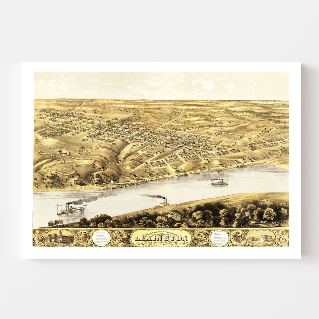 Vintage Map of Lexington, Missouri 1869