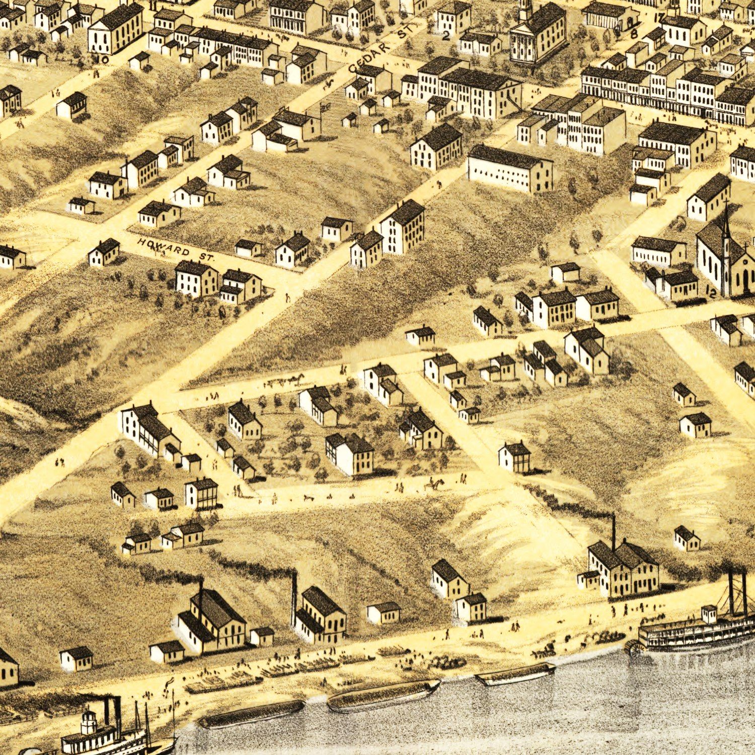 Vintage Map of Lexington, Missouri 1869