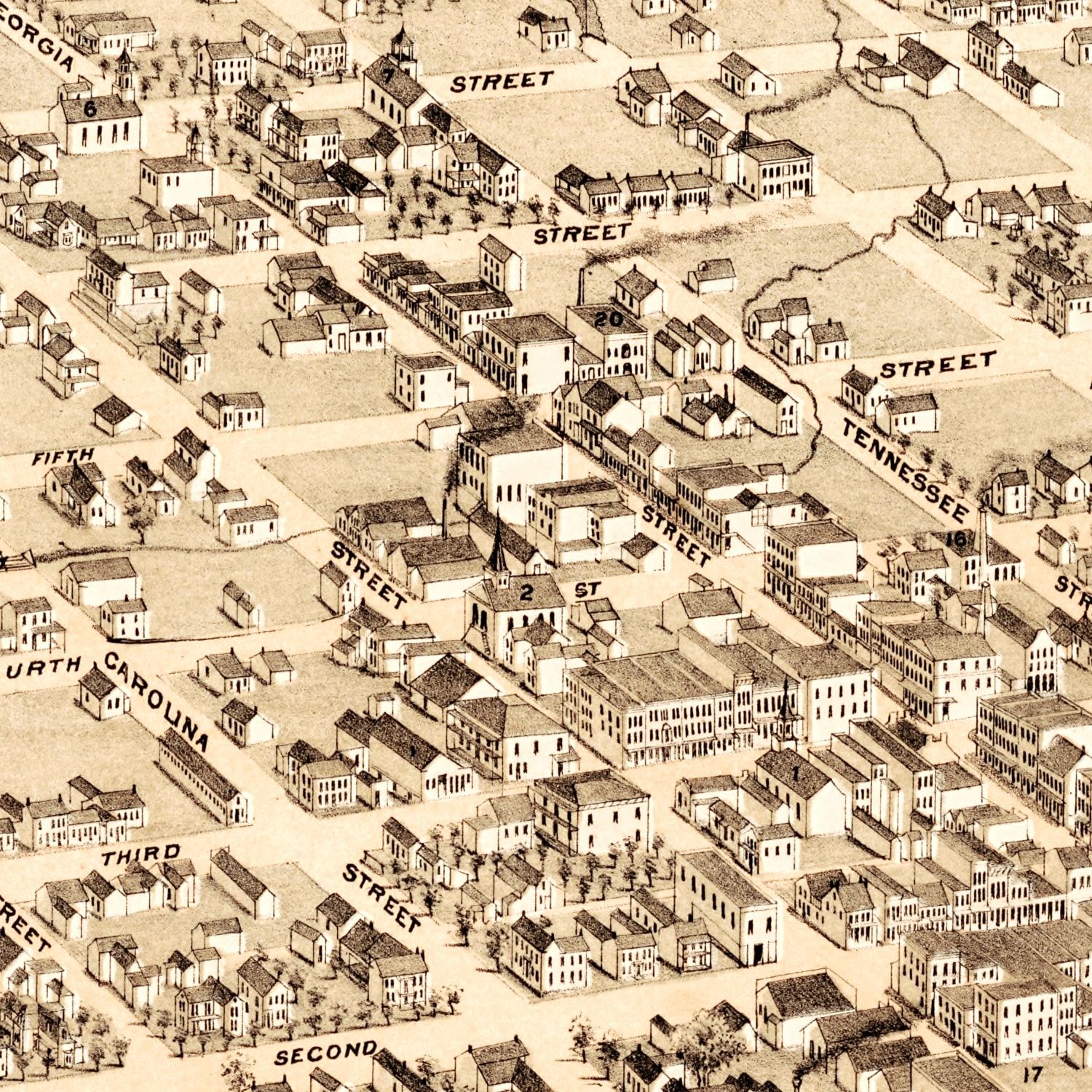 Vintage Map of Louisiana, Missouri 1876