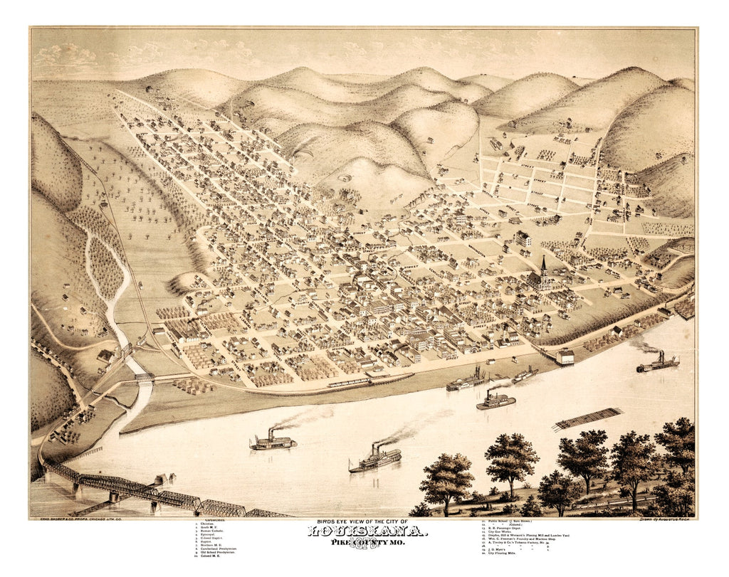 Vintage Map of Louisiana, Missouri 1876