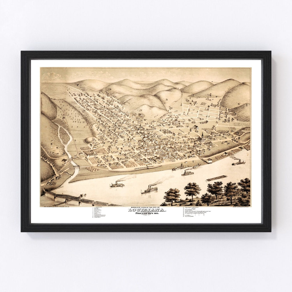 Vintage Map of Louisiana, Missouri 1876
