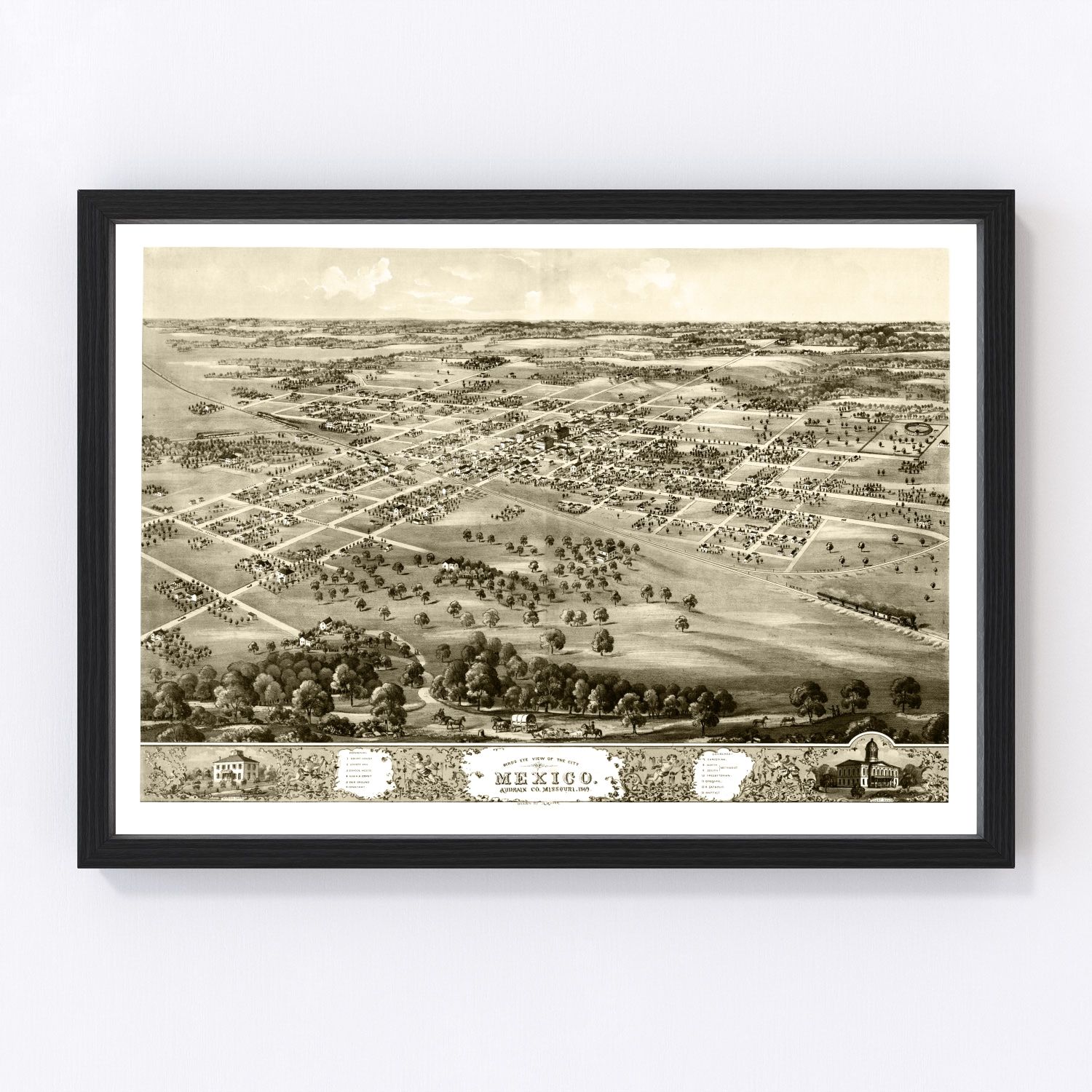 Vintage Map of Mexico, Missouri 1869