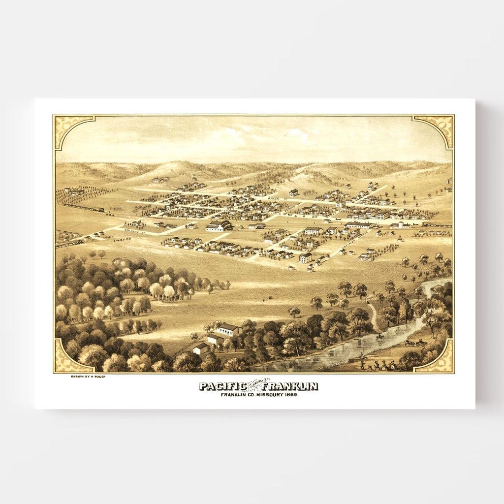 Vintage Map of Pacific, Missouri 1869