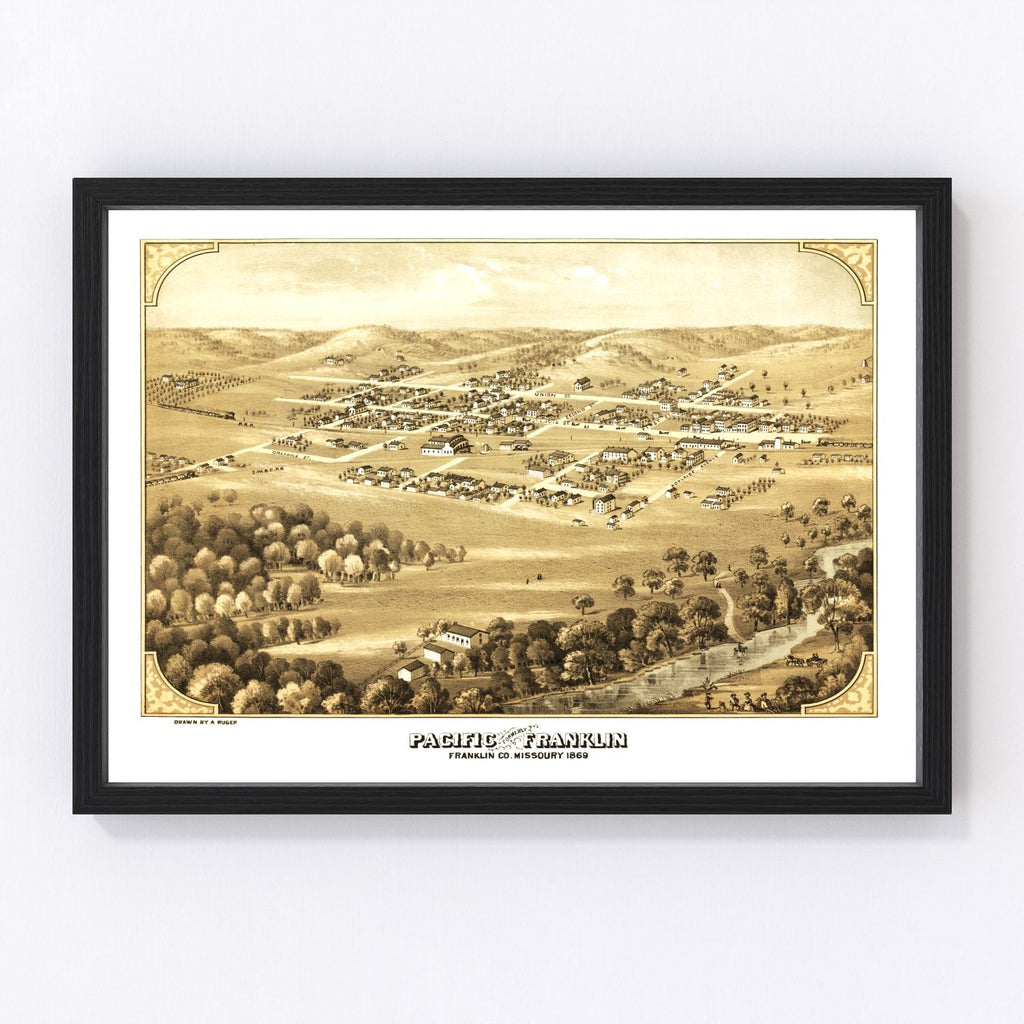 Vintage Map of Pacific, Missouri 1869