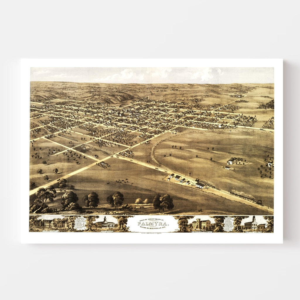 Vintage Map of Palmyra, Missouri 1869