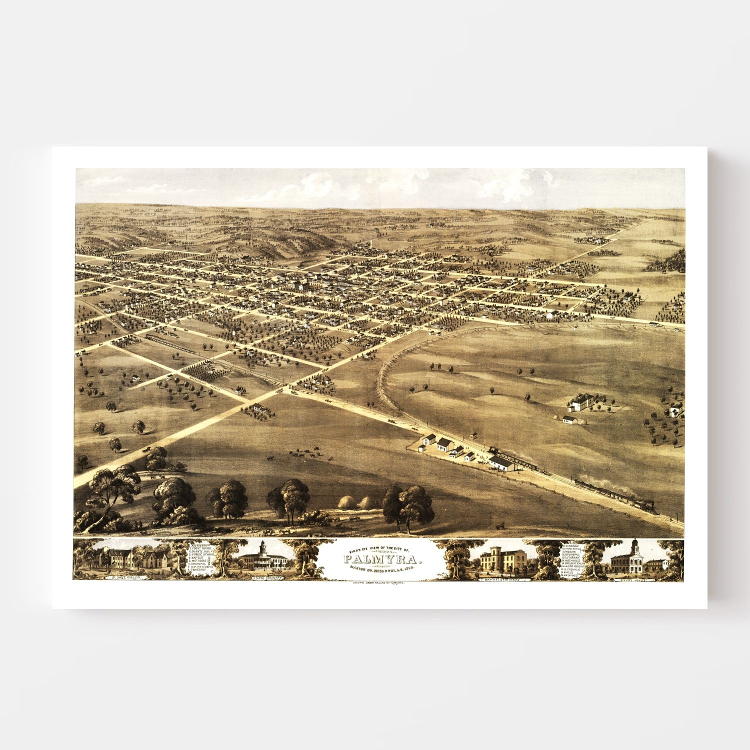 Vintage Map of Palmyra, Missouri 1869