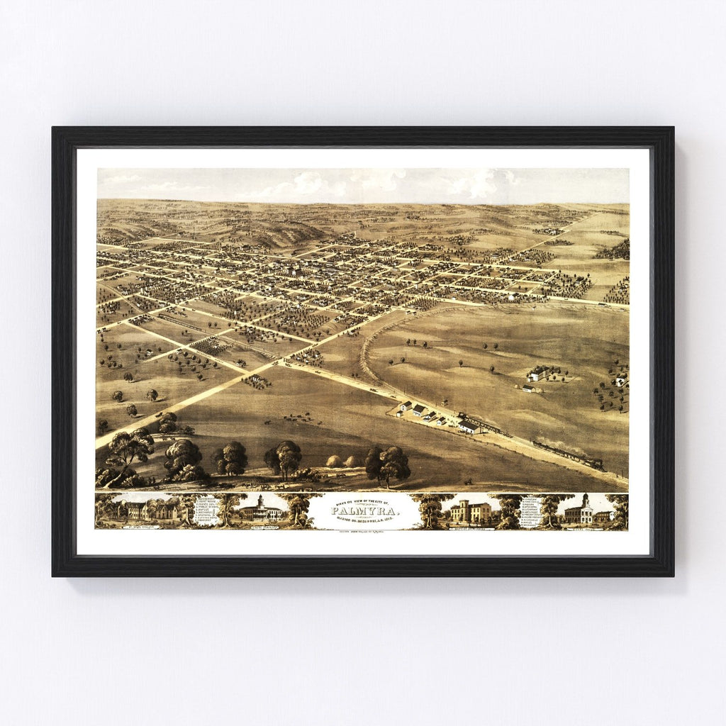 Vintage Map of Palmyra, Missouri 1869