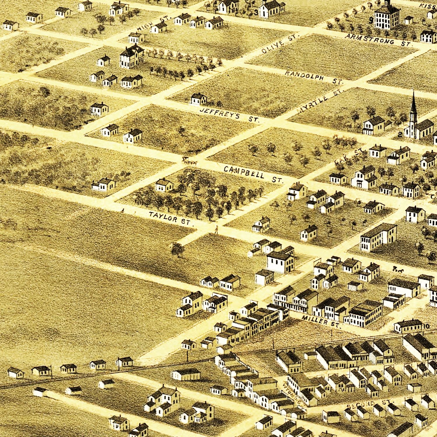 Vintage Map of Pleasant Hill, Missouri 1869