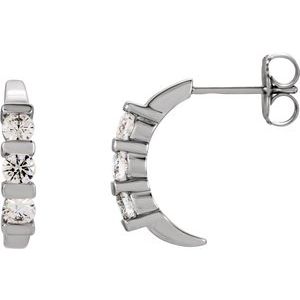 14K White Gold 1/2 CTW Natural Diamond J-Hoop Earrings