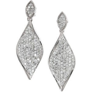 14K White Gold 1 1/5 CTW Natural Diamond Earrings – image 2