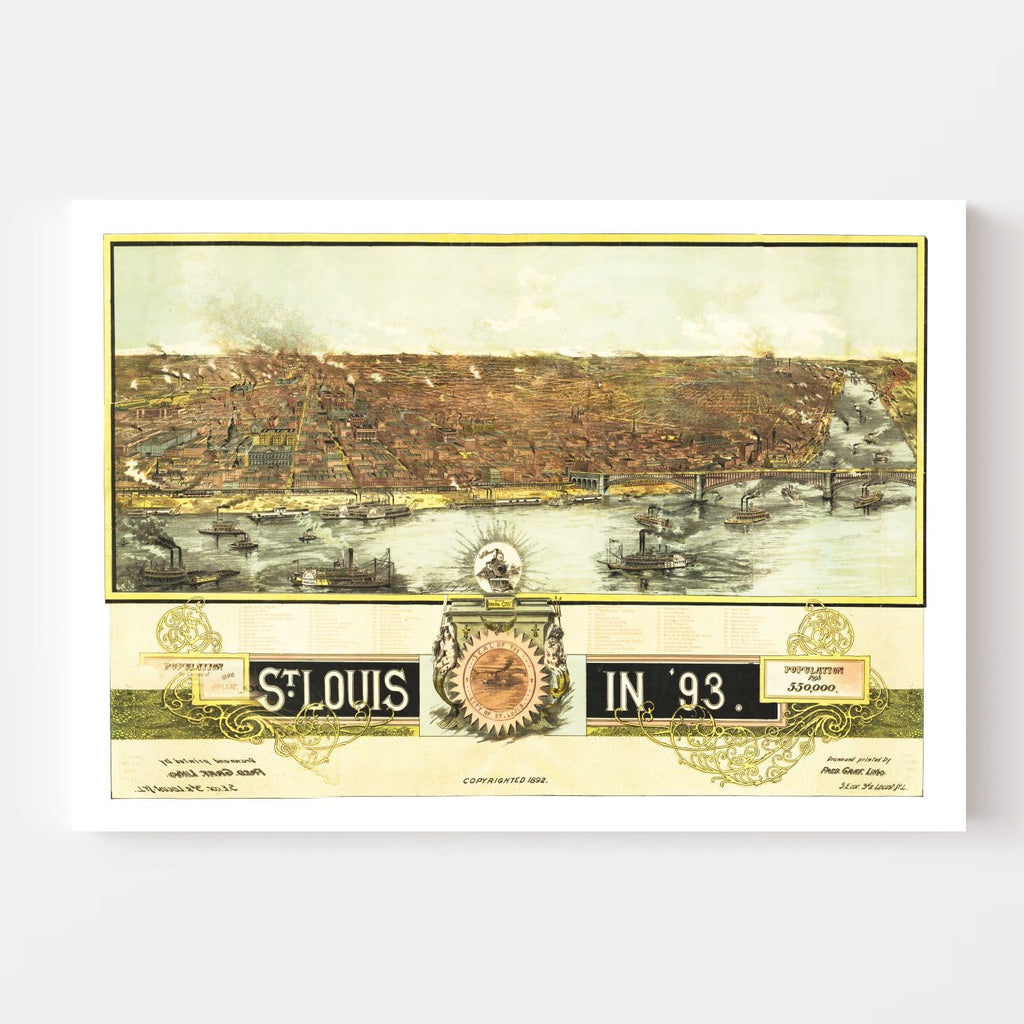 Vintage Map of St. Louis, Missouri 1893
