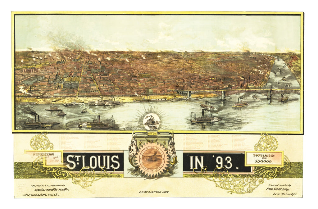Vintage Map of St. Louis, Missouri 1893