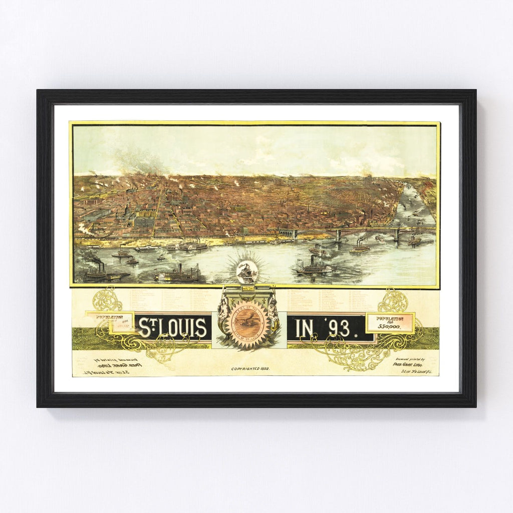 Vintage Map of St. Louis, Missouri 1893