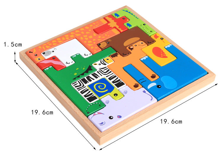 Wooden Animal Stack Blocks – 3D Building Puzzle for Kids