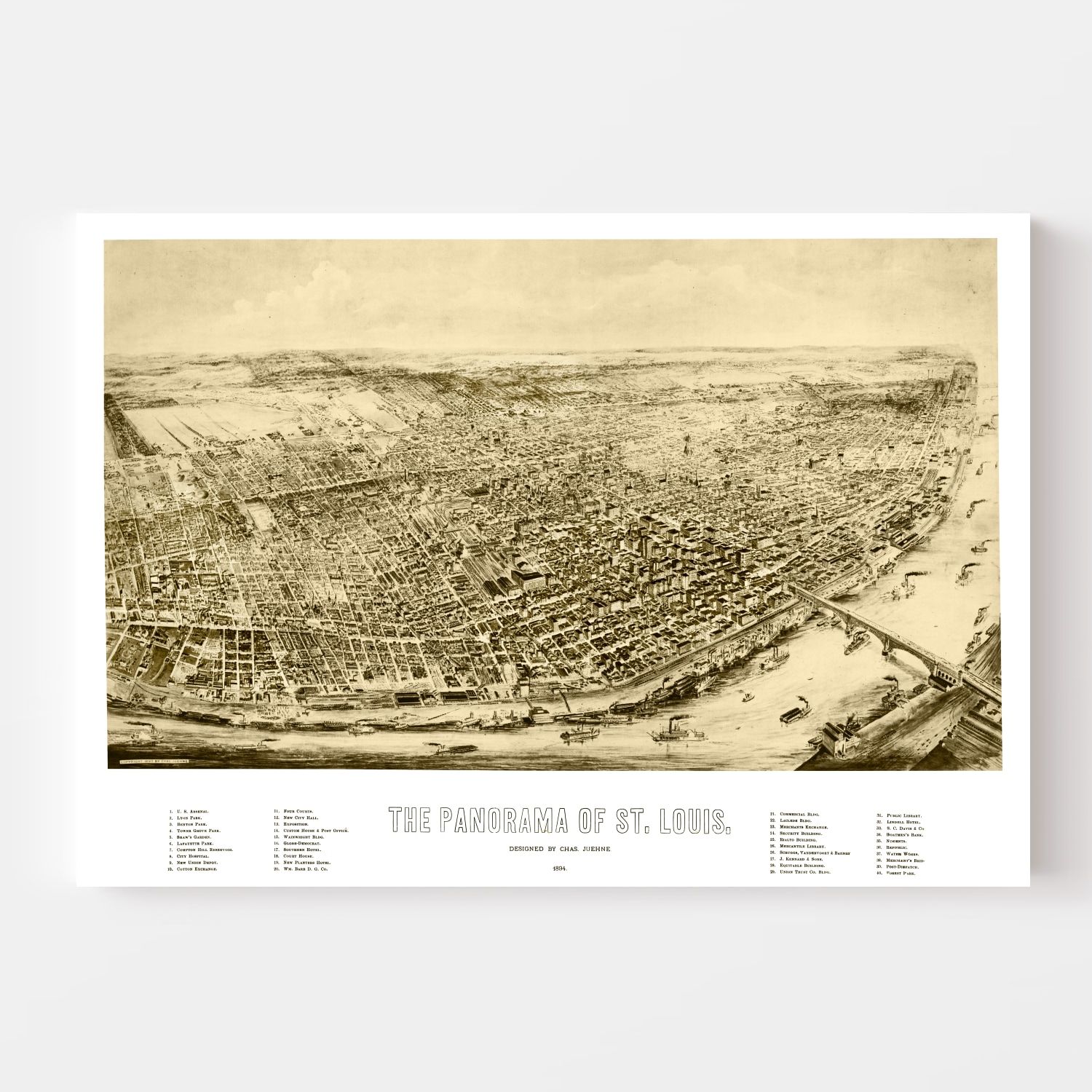 Vintage Map of St. Louis, Missouri 1894