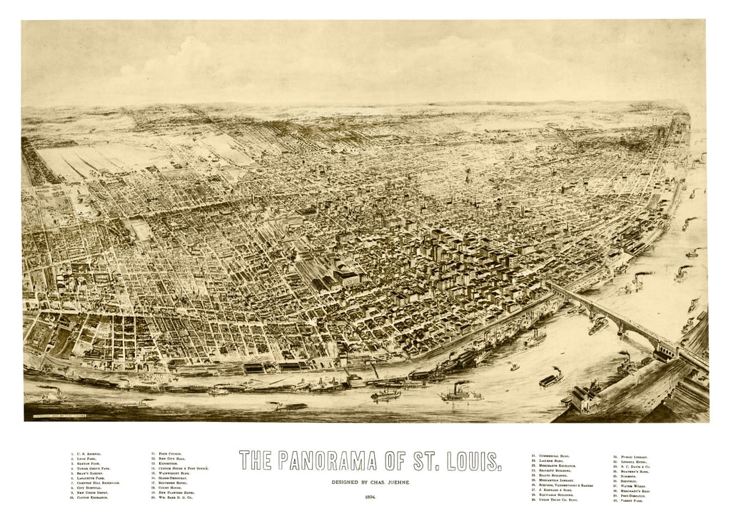 Vintage Map of St. Louis, Missouri 1894