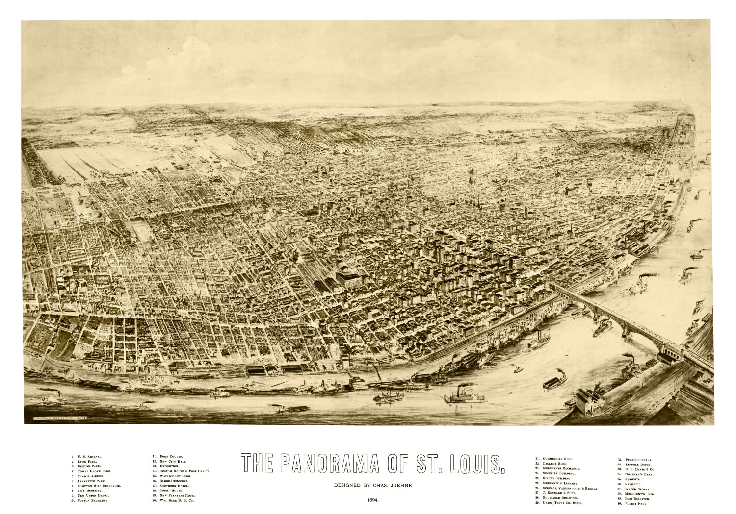 Vintage Map of St. Louis, Missouri 1894