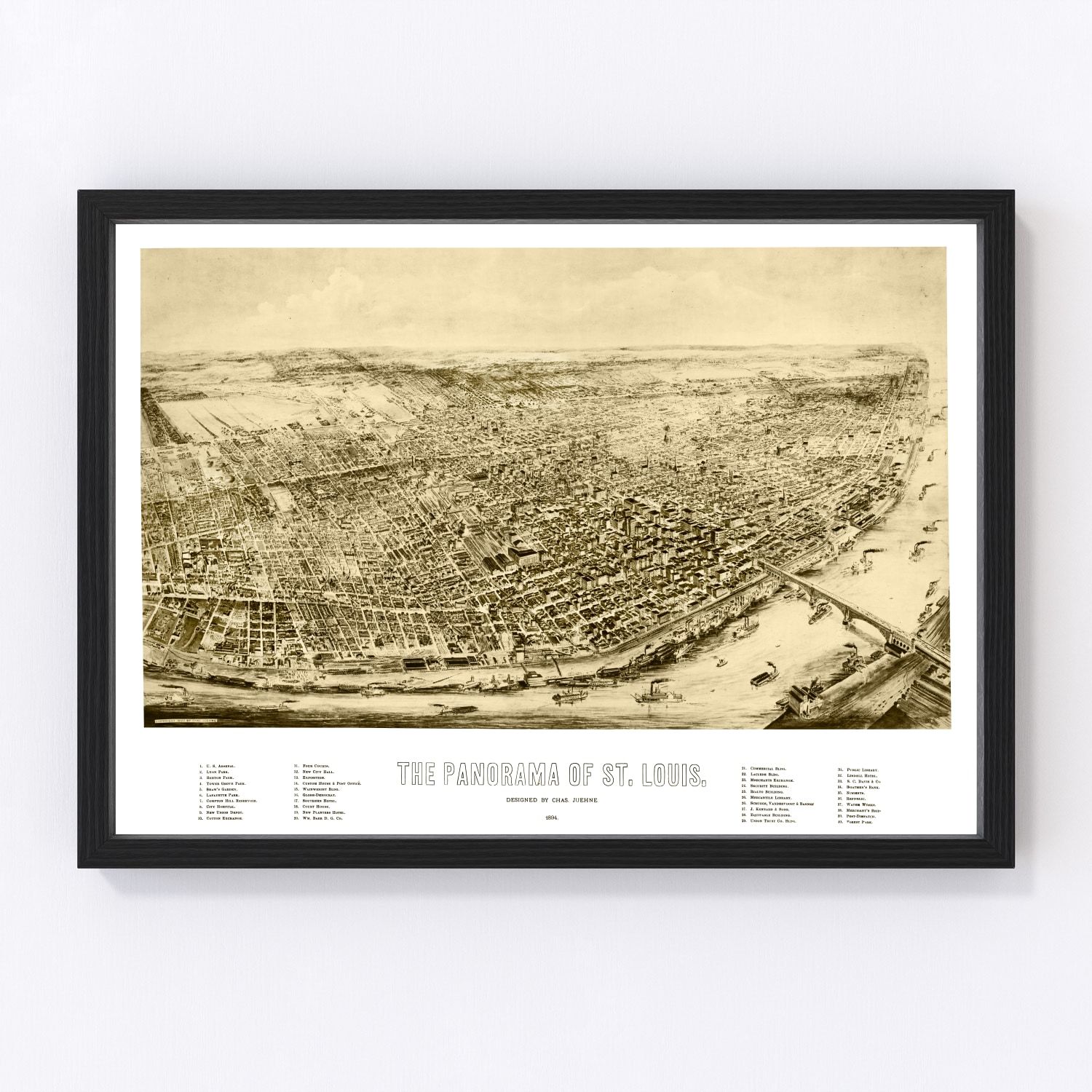Vintage Map of St. Louis, Missouri 1894