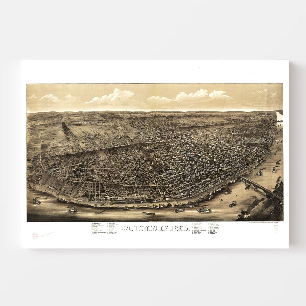 Vintage Map of St. Louis, Missouri 1895
