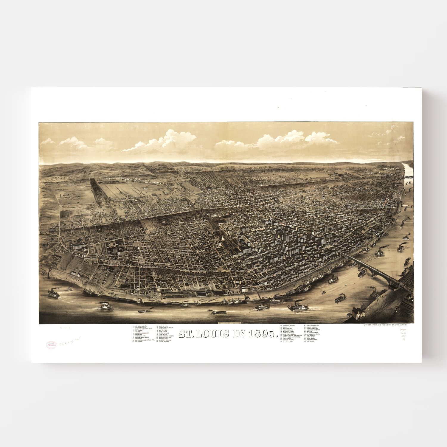 Vintage Map of St. Louis, Missouri 1895