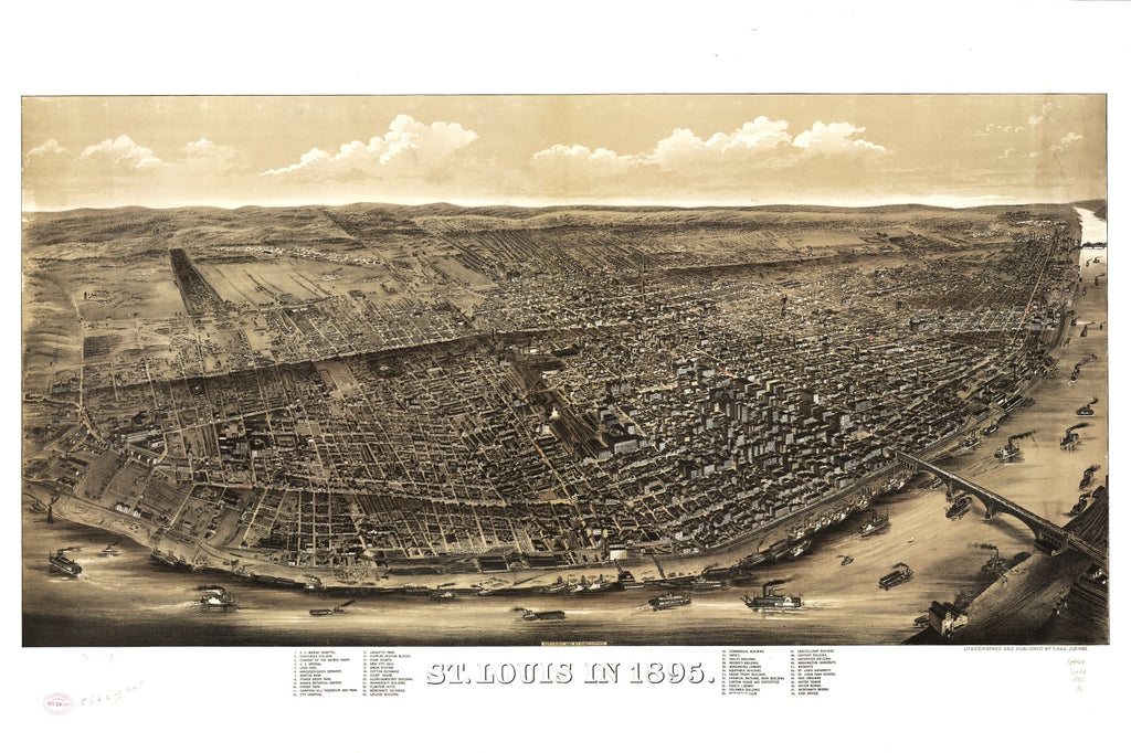 Vintage Map of St. Louis, Missouri 1895