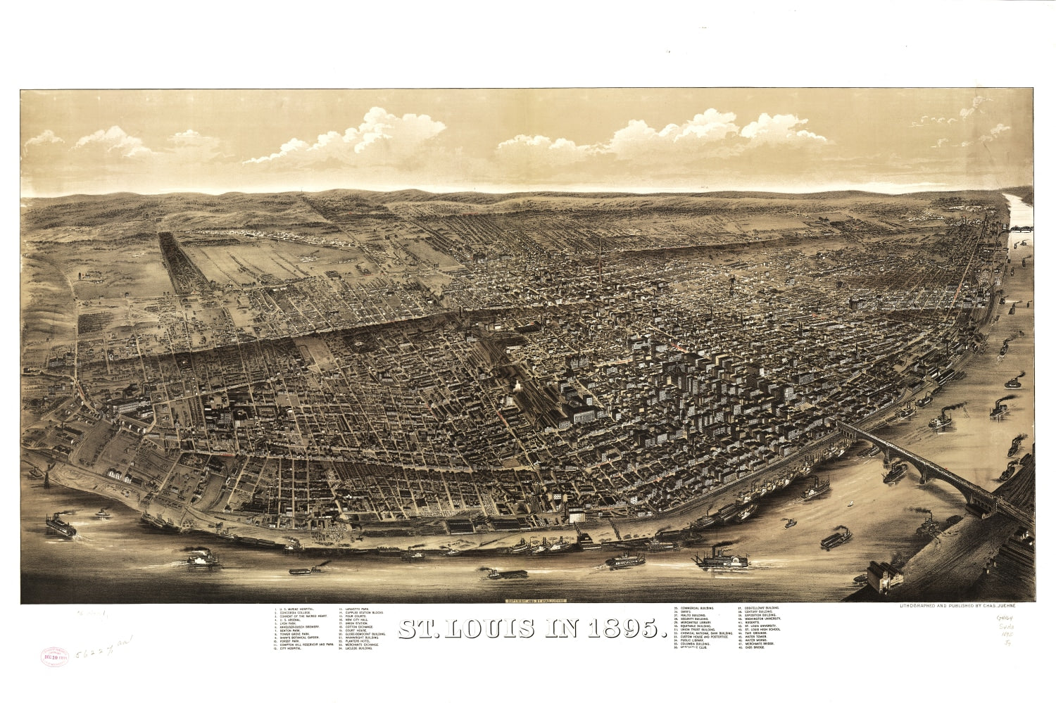 Vintage Map of St. Louis, Missouri 1895