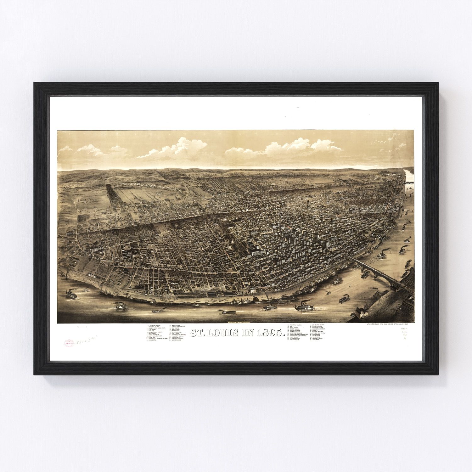 Vintage Map of St. Louis, Missouri 1895