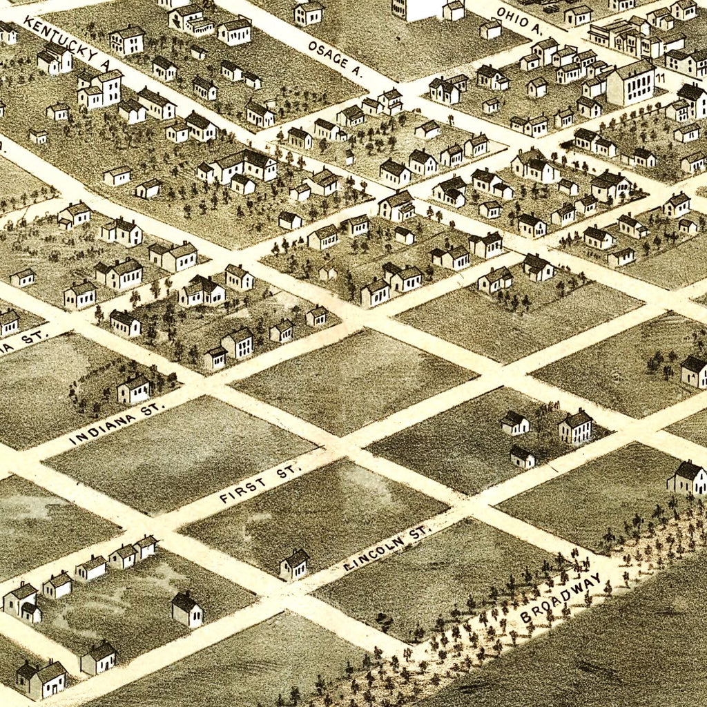 Vintage Map of Sedalia, Missouri 1869
